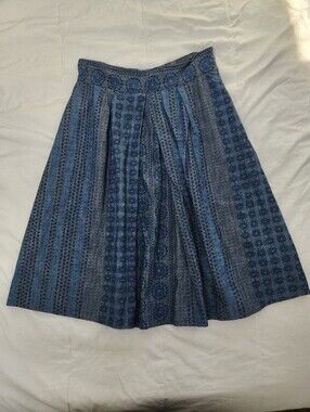 Custom Chambray Block Print Skirt
